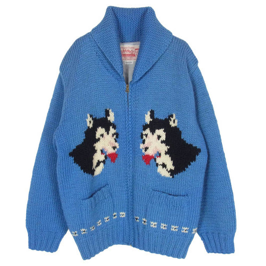 Pherrow's フェローズ ALASKA 犬 カウチンニット ジップカーディガン ライトブルー系 L【中古】