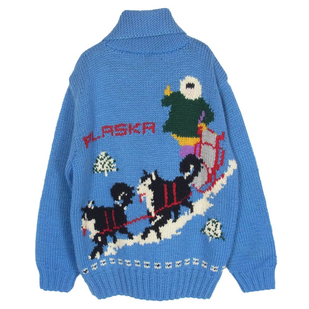 Pherrow's フェローズ ALASKA 犬 カウチンニット ジップカーディガン ライトブルー系 L【中古】