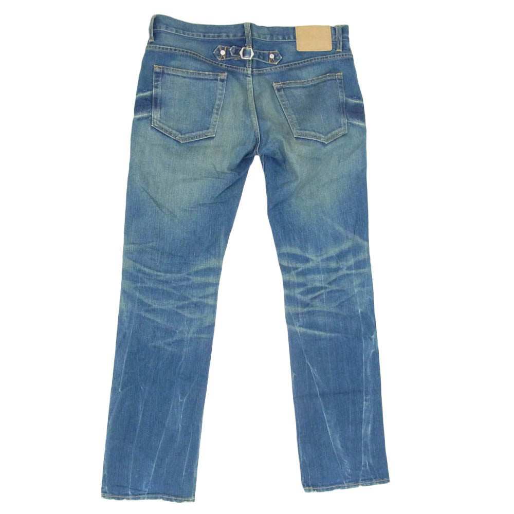SOPHNET. ソフネット SOPH-123091 SLIM-STRAIGHT STRETCH DENIM JEANS PATCHED DAMAGE ダメージ&リペア加工 シンチバック スリムストレート ストレッチ ジーンズ デニムパンツ インディゴブルー系 M【中古】