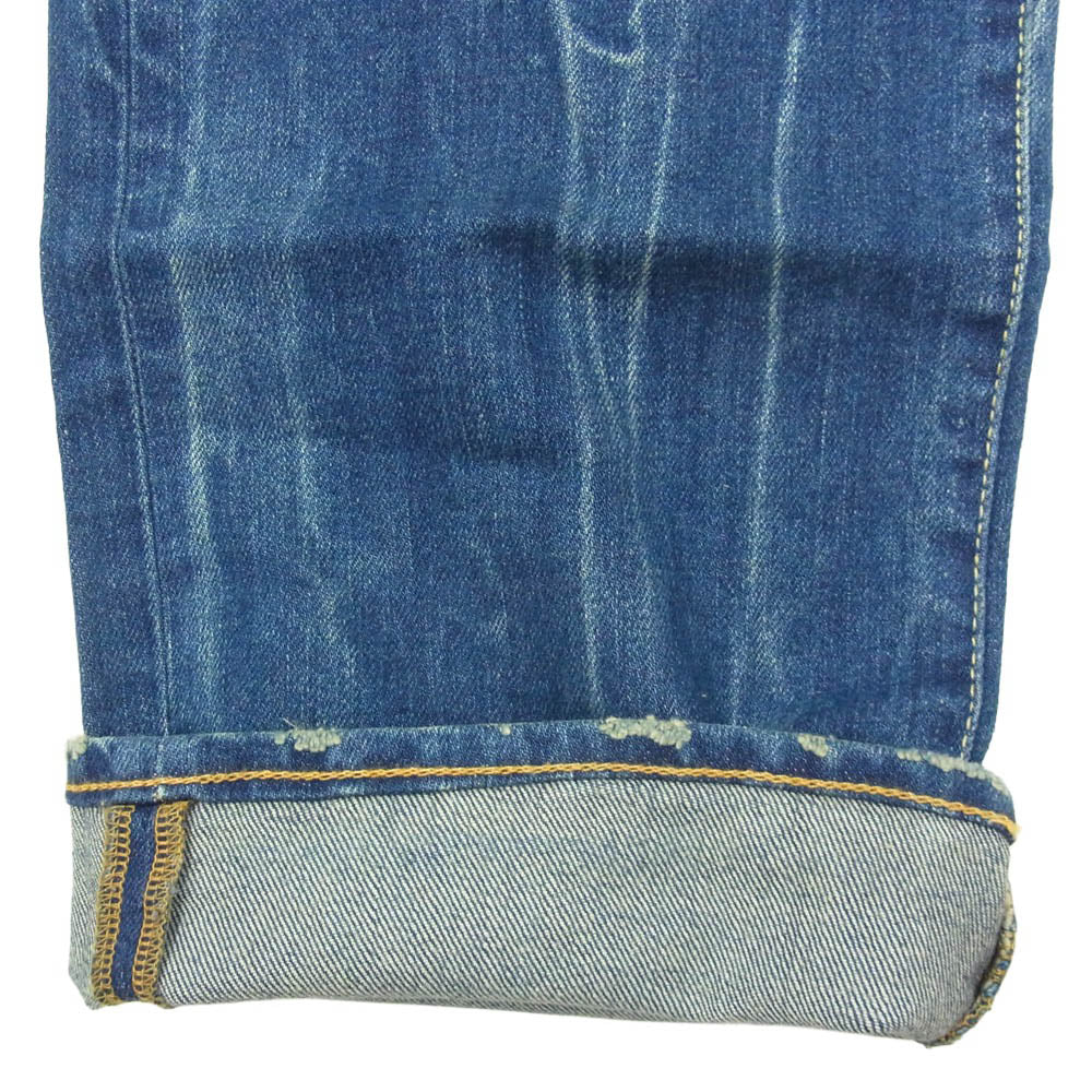 SOPHNET. ソフネット SOPH-123091 SLIM-STRAIGHT STRETCH DENIM JEANS PATCHED DAMAGE ダメージ&リペア加工 シンチバック スリムストレート ストレッチ ジーンズ デニムパンツ インディゴブルー系 M【中古】