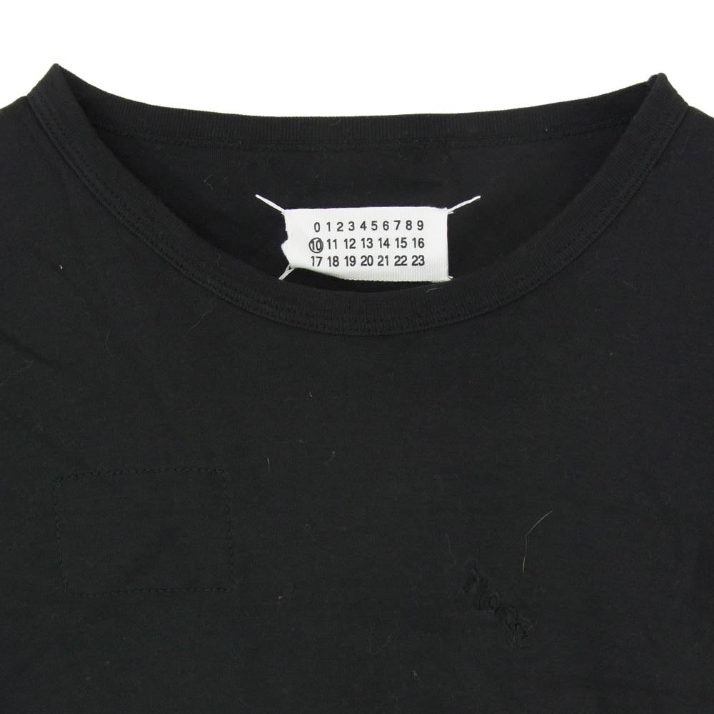 MAISON MARTIN MARGIELA メゾンマルタンマルジェラ 10ライン ここのえタグ 00s アーカイブ 4ステッチ 四つタグ フロント刺繍 クルーネック 半袖Tシャツ ブラック系 M【中古】