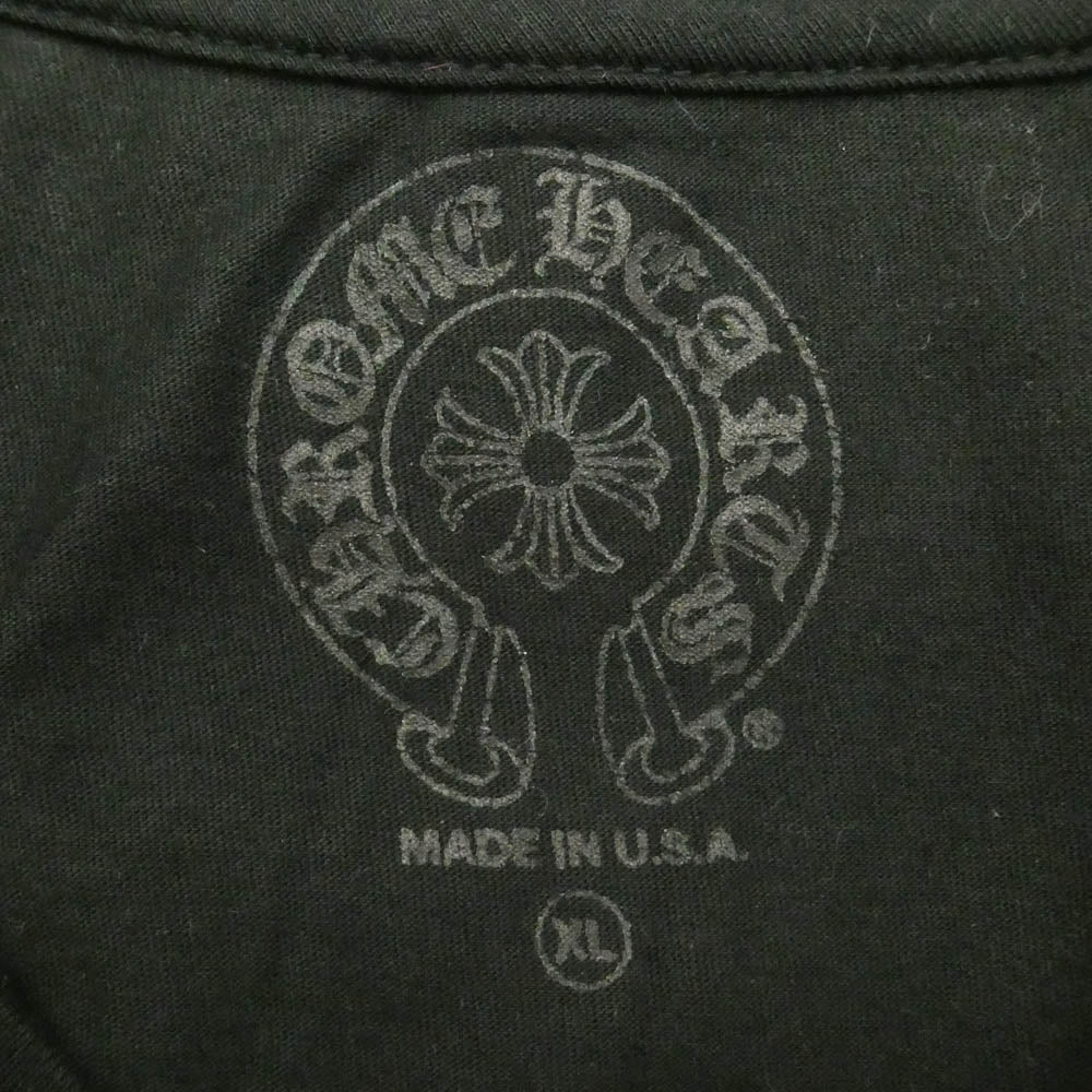 CHROME HEARTS クロムハーツ（原本無） FLOLAL CROSS HORSESHOE L/S Tee フローラルクロス バックホースシュー プリント 長袖 Tシャツ ブラック系 XL【美品】【中古】