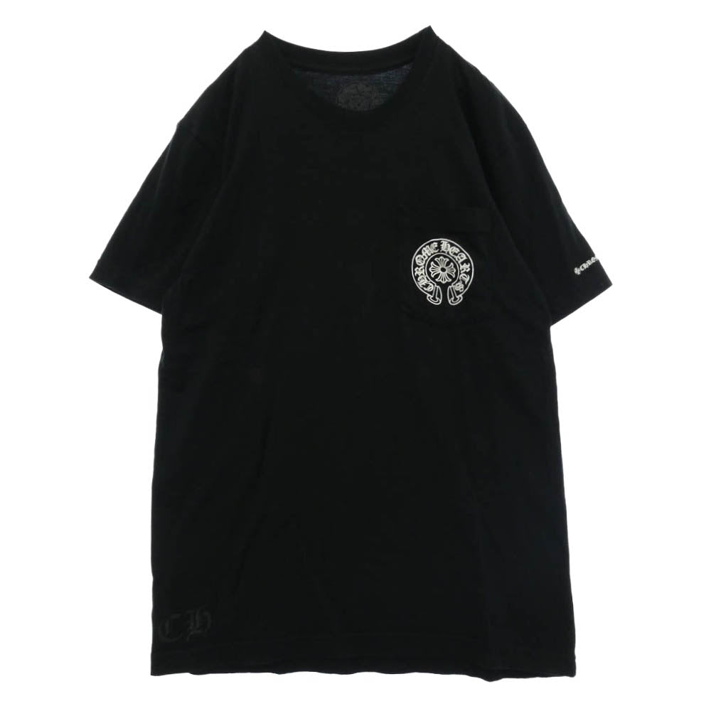CHROME HEARTS クロムハーツ（原本無） HORSESHOE S/S TEE ホースシュープリント ポケット 半袖 Tシャツ カットソー ブラック系 M【中古】