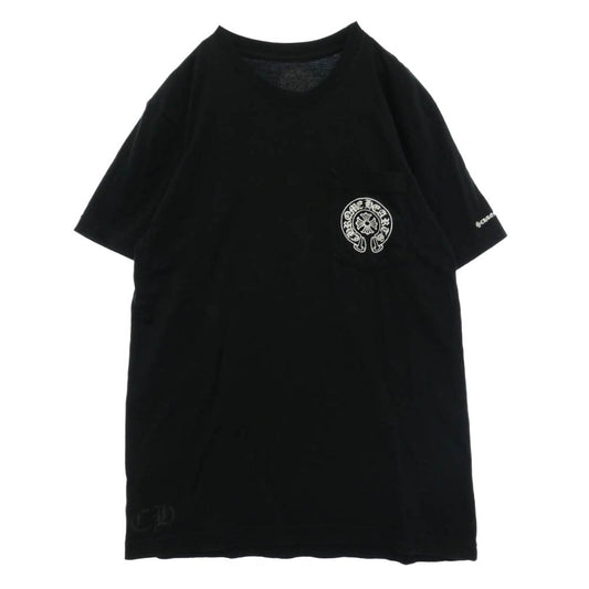 CHROME HEARTS クロムハーツ（原本無） HORSESHOE S/S TEE ホースシュープリント ポケット 半袖 Tシャツ カットソー ブラック系 M【中古】