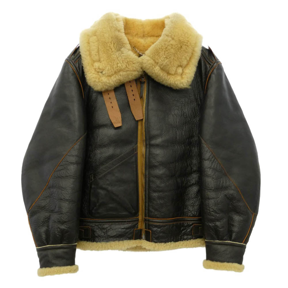 The REAL McCOY'S ザリアルマッコイズ TYPE B-3 REAL McCOY MFG. CO. シープシェアリングムートン レザー フライトジャケット ダークブラウン系 38【中古】