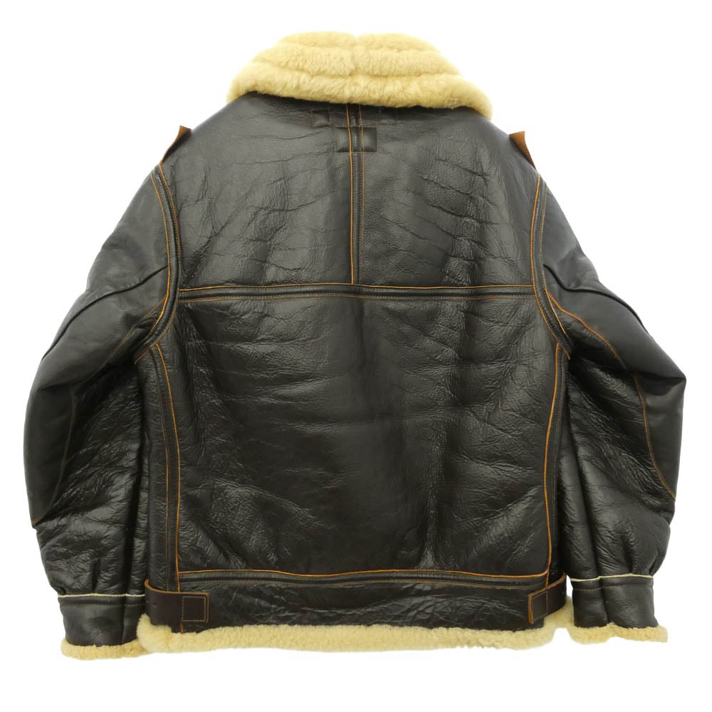 The REAL McCOY'S ザリアルマッコイズ TYPE B-3 REAL McCOY MFG. CO. シープシェアリングムートン レザー フライトジャケット ダークブラウン系 38【中古】