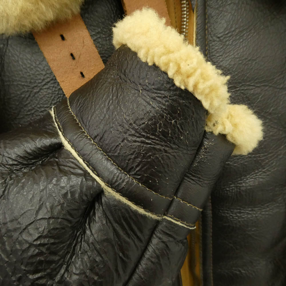 The REAL McCOY'S ザリアルマッコイズ TYPE B-3 REAL McCOY MFG. CO. シープシェアリングムートン レザー フライトジャケット ダークブラウン系 38【中古】