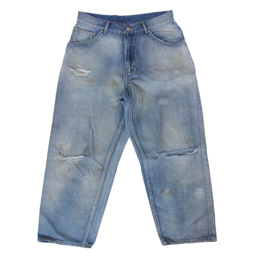 ANCELLM アンセルム 24ss ANC-PT03-B SELVEDGE TAPERED 5P DENIM PANTS ダメージ加工 セルビッジ テーパード 5ポケット デニム パンツ インディゴブルー系 2【中古】