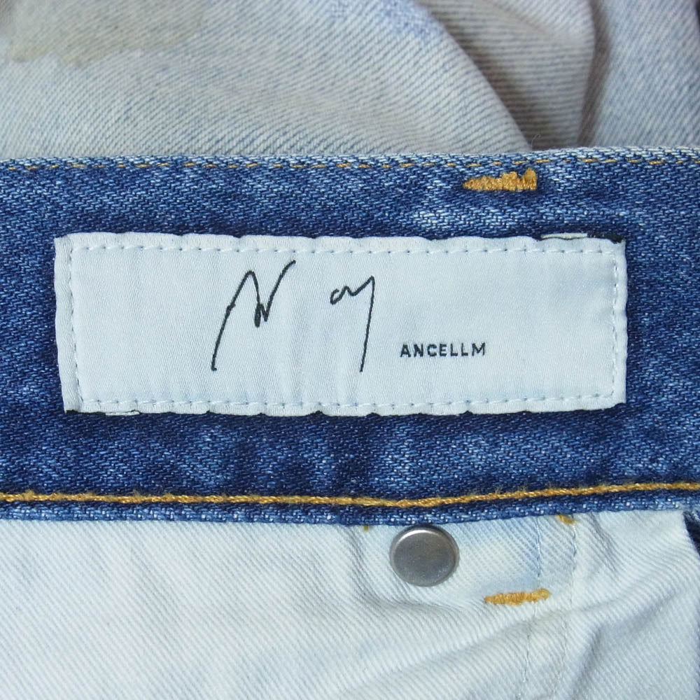 ANCELLM アンセルム 24ss ANC-PT03-B SELVEDGE TAPERED 5P DENIM PANTS ダメージ加工 セルビッジ テーパード 5ポケット デニム パンツ インディゴブルー系 2【中古】