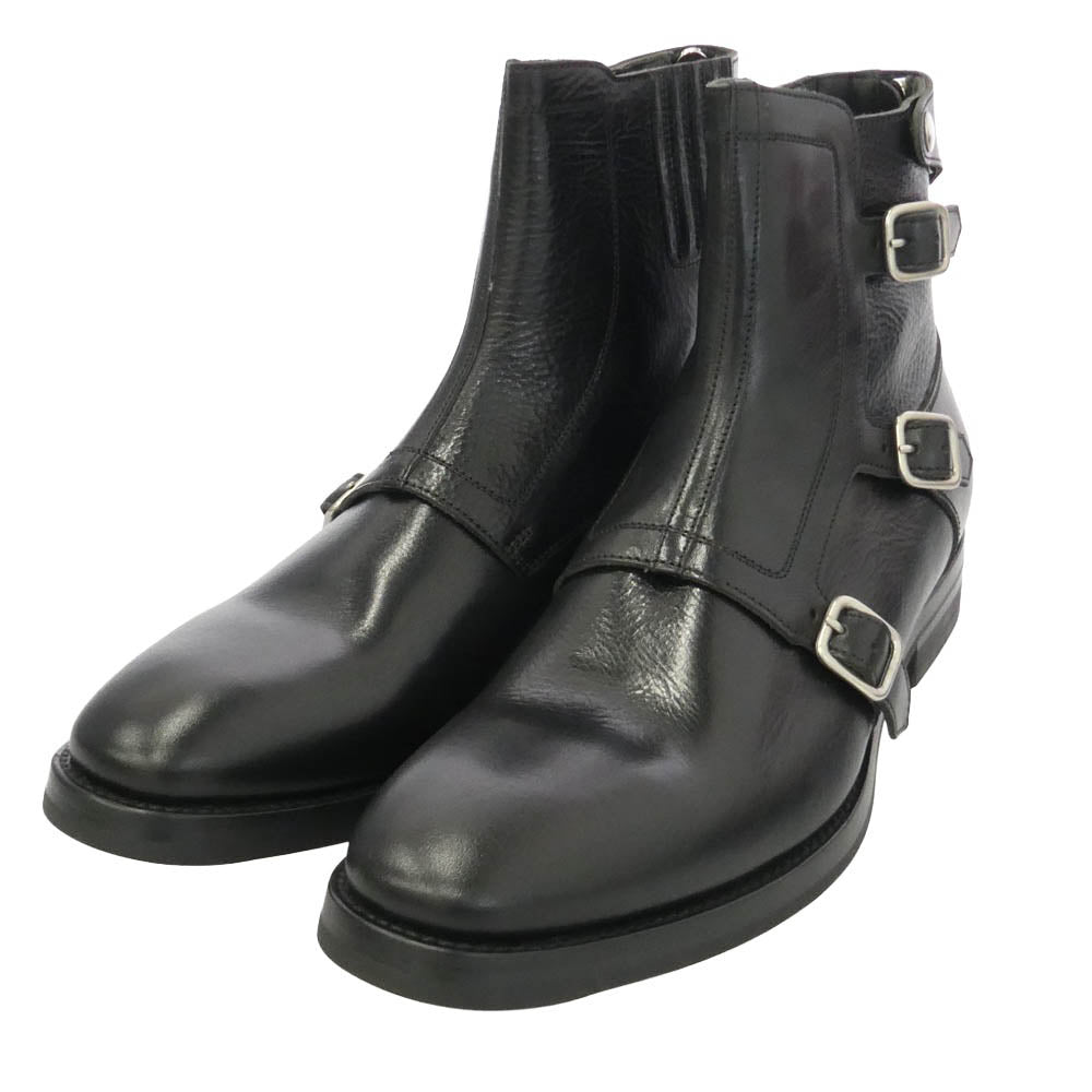 Alexander McQueen アレキサンダーマックイーン 505626 モンクストラップ バックジップ レザーブーツ ブラック系 41.5【美品】【中古】