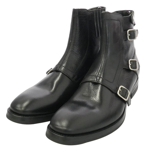 Alexander McQueen アレキサンダーマックイーン 505626 モンクストラップ バックジップ レザーブーツ ブラック系 41.5【美品】【中古】