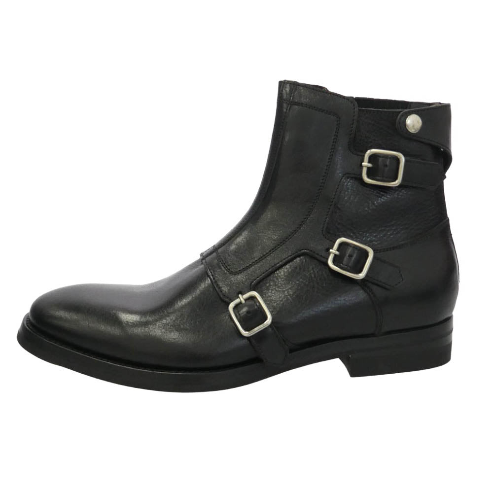 Alexander McQueen アレキサンダーマックイーン 505626 モンクストラップ バックジップ レザーブーツ ブラック系 41.5【美品】【中古】