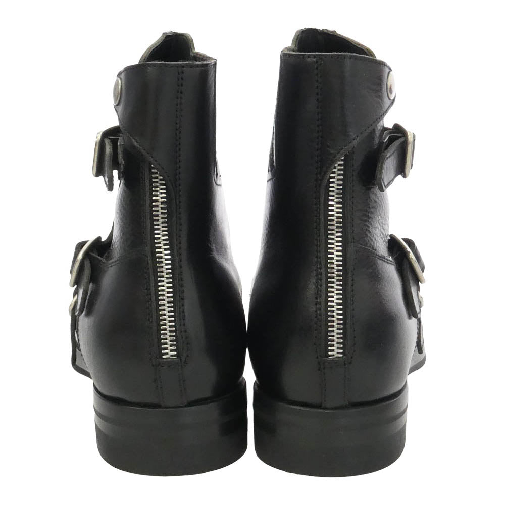 Alexander McQueen アレキサンダーマックイーン 505626 モンクストラップ バックジップ レザーブーツ ブラック系 41.5【美品】【中古】
