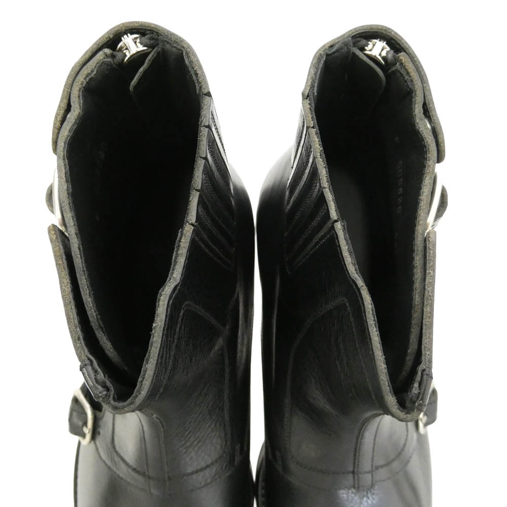 Alexander McQueen アレキサンダーマックイーン 505626 モンクストラップ バックジップ レザーブーツ ブラック系 41.5【美品】【中古】