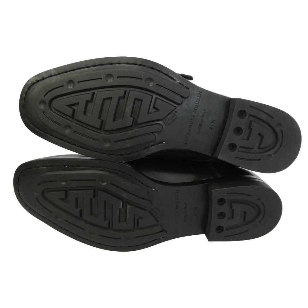 Alexander McQueen アレキサンダーマックイーン 505626 モンクストラップ バックジップ レザーブーツ ブラック系 41.5【美品】【中古】