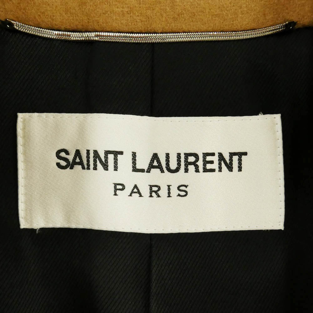 SAINT LAURENT サンローラン 21AW 671905 Y143V カシミヤ ウール ピークドラペル ロング チェスターコート ライトブラウン系 50【中古】