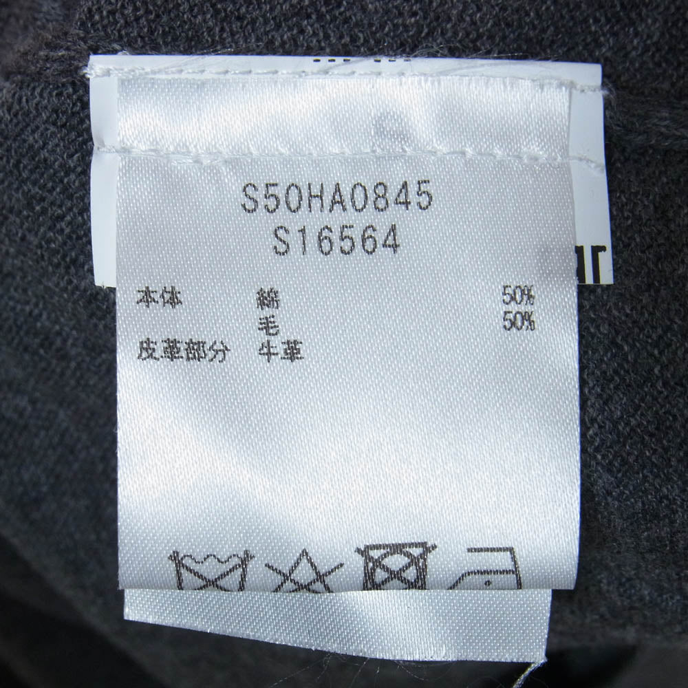 MAISON MARGIELA メゾンマルジェラ S50HA0845 S16564 14ライン 4ステッチ 四つタグ スエードレザーエルボーパッチ コットンウール クルーネック ニット セーター チャコール系 859 S【新古品】【未使用】【中古】