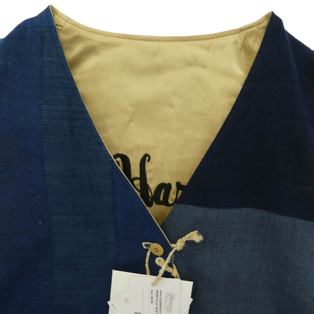 VISVIM ビズビム 26AW 0226905013018 NEWFOLK VEST ニューフォーク リバーシブル デニム ベスト インディゴブルー系 2【美品】【中古】