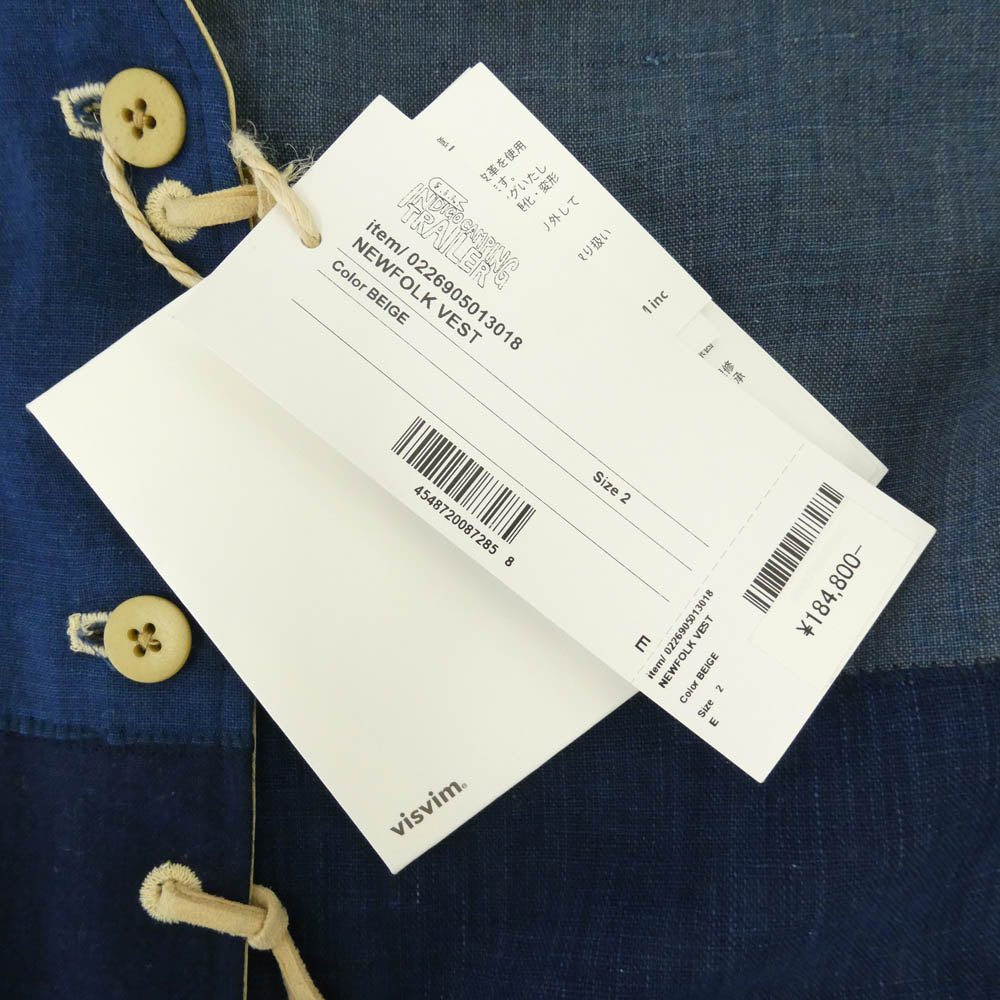 VISVIM ビズビム 26AW 0226905013018 NEWFOLK VEST ニューフォーク リバーシブル デニム ベスト インディゴブルー系 2【美品】【中古】