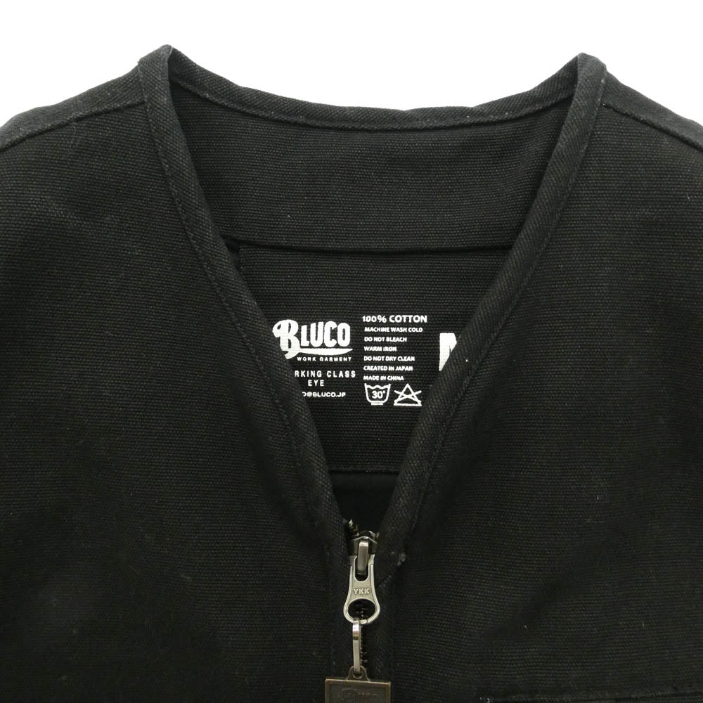 BLUCO WORK GARMENT ブルコ ダック ジップアップ ワーク ベスト コットン 中国製 ブラック系 M【中古】