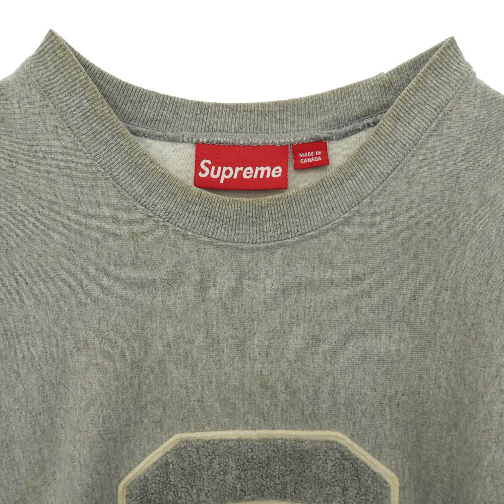 Supreme シュプリーム 00s カナダ製 紙タグ レタードワッペン Sロゴ クルーネック スウェット トレーナー グレー系 L【中古】