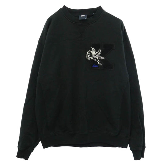 KITH キス 22SS KHM030311 Vintage Crewneck Shadow ヴィンテージ クルーネック シャドウ ロゴ ワッペン プルオーバー スウェット トレーナー ブラック系 L【中古】