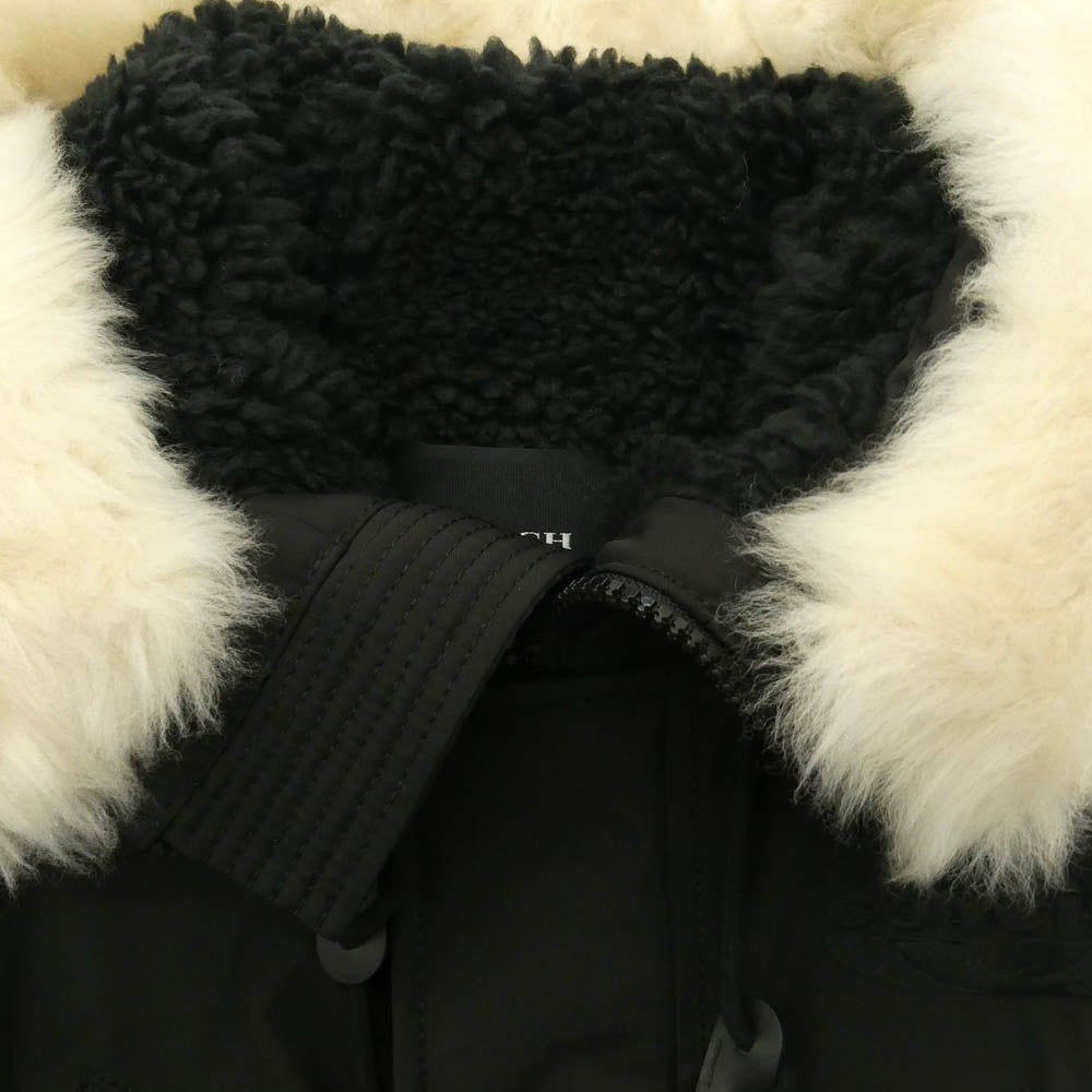 COACH コーチ CE337 SHORT PARKA ファー ジップアップ ショート パーカー フライトジャケット ブラック系 M【新古品】【未使用】【中古】