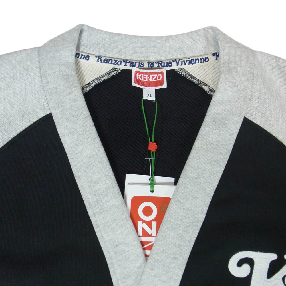 KENZO ケンゾー FE55SW1314MV VERDY CARDIGAN ヴェルディ ロゴ刺繍 コットン ラグランスリーブ カーディガン グレー系 XL【新古品】【未使用】【中古】
