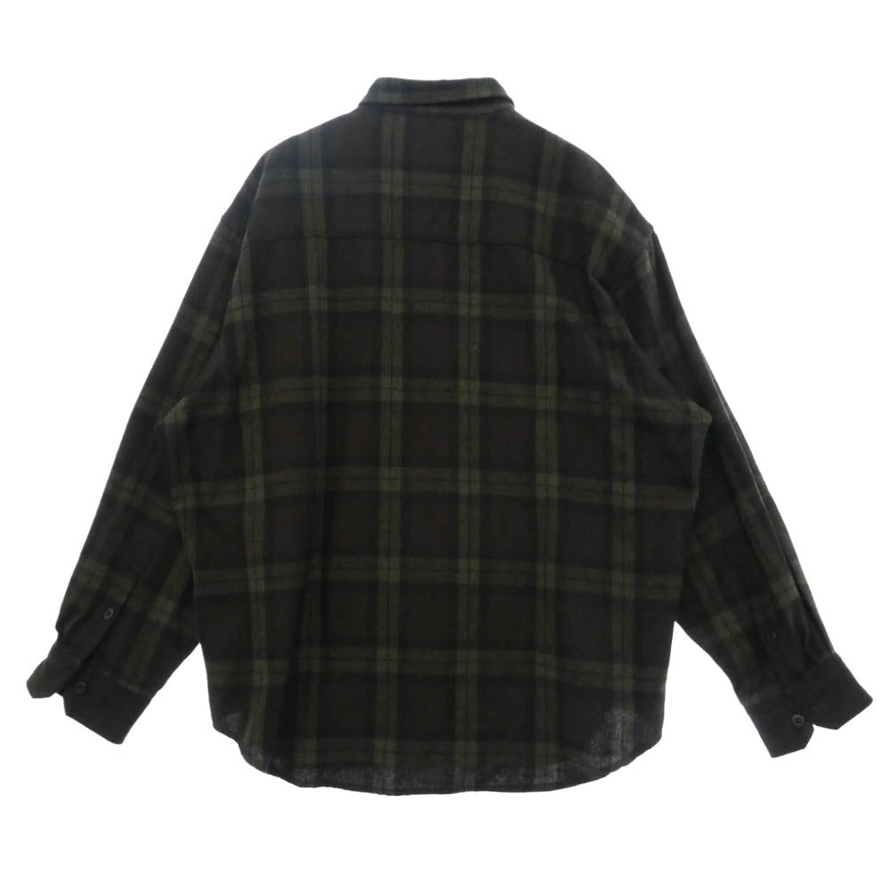 WTAPS ダブルタップス 25AW 252TQDT-SHM03 LS WOPL. TWEED. TEXTILE. OF リサイクルウール ツイード オーバーフィット 長袖 チェック シャツ ダークブラウン系 02【中古】