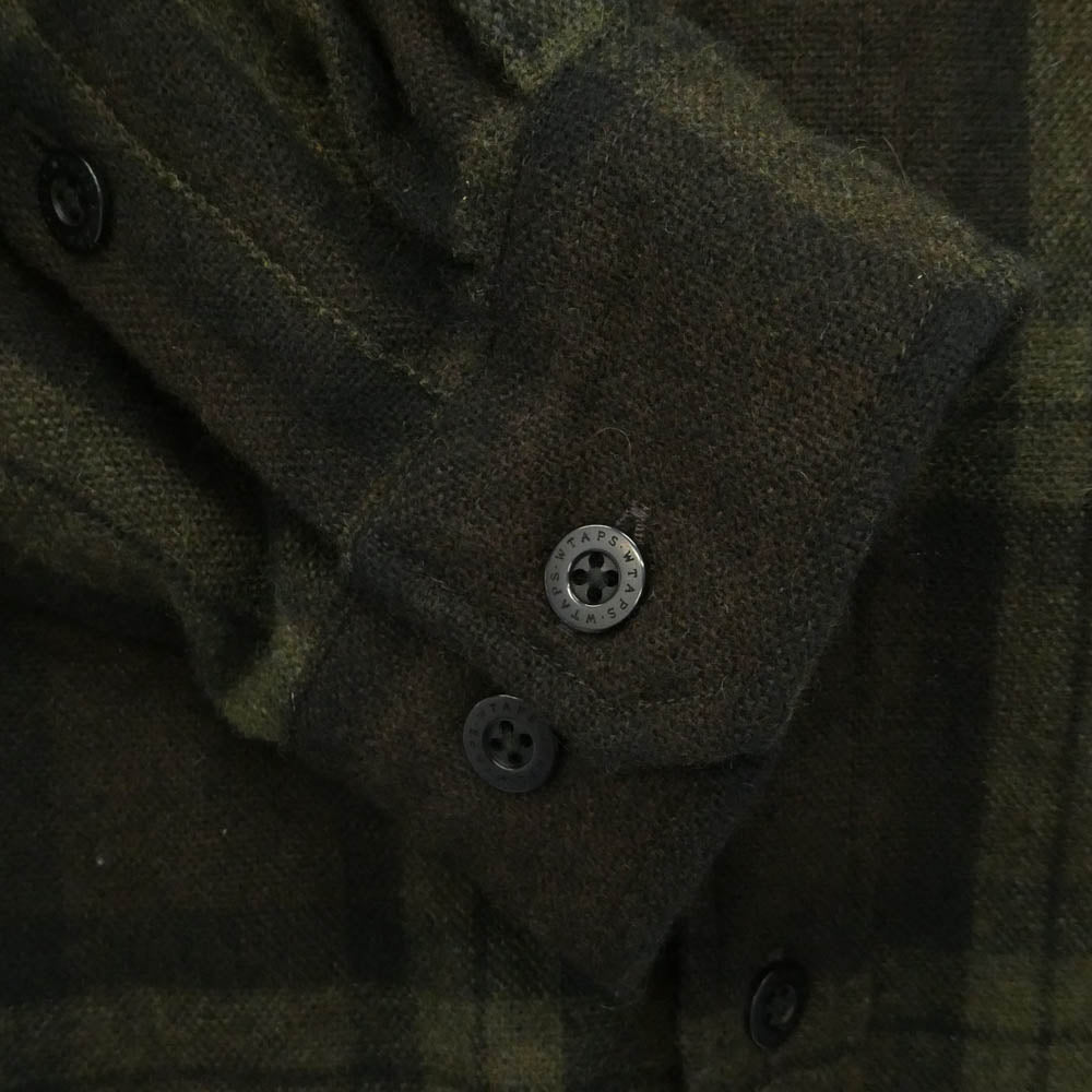 WTAPS ダブルタップス 25AW 252TQDT-SHM03 LS WOPL. TWEED. TEXTILE. OF リサイクルウール ツイード オーバーフィット 長袖 チェック シャツ ダークブラウン系 02【中古】
