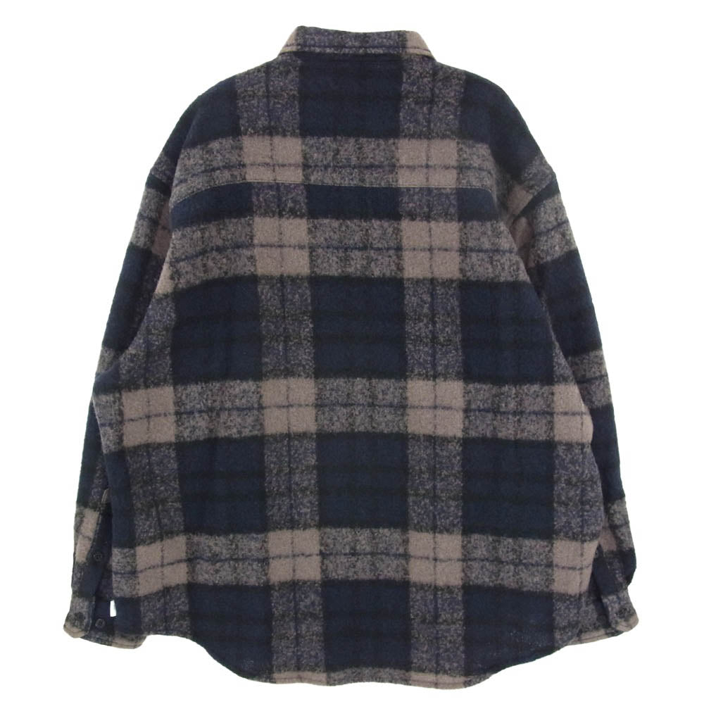 WTAPS ダブルタップス 25AW 252TQDT-SHM04 LS WONY. TWEED. TEXTILE. OF トライスピンループ ツイード オーバーフィット 長袖 チェックシャツ ダークネイビー系 03【中古】