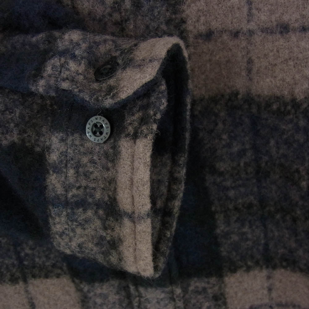 WTAPS ダブルタップス 25AW 252TQDT-SHM04 LS WONY. TWEED. TEXTILE. OF トライスピンループ ツイード オーバーフィット 長袖 チェックシャツ ダークネイビー系 03【中古】