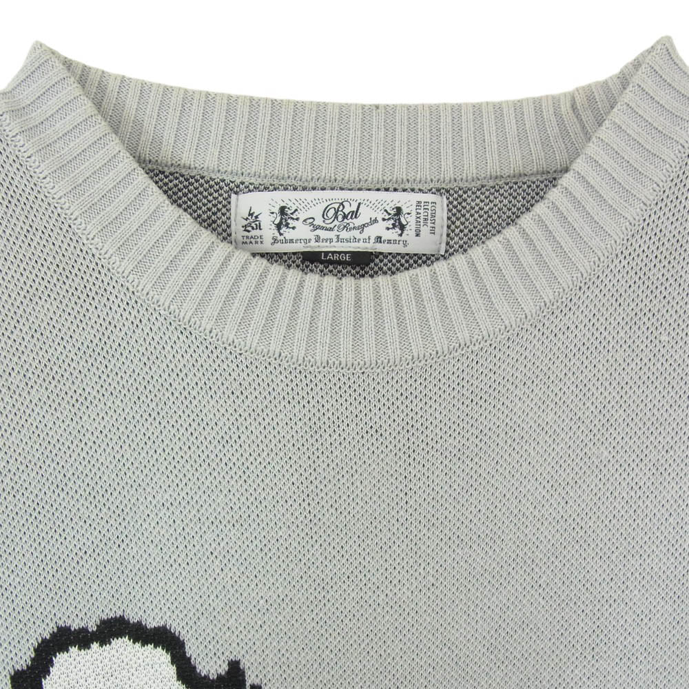 BAL バル JACQUARD COTTON CREWNECK SWEATER ジャカード コットン クルーネック セーター ニット グレー系 L【中古】