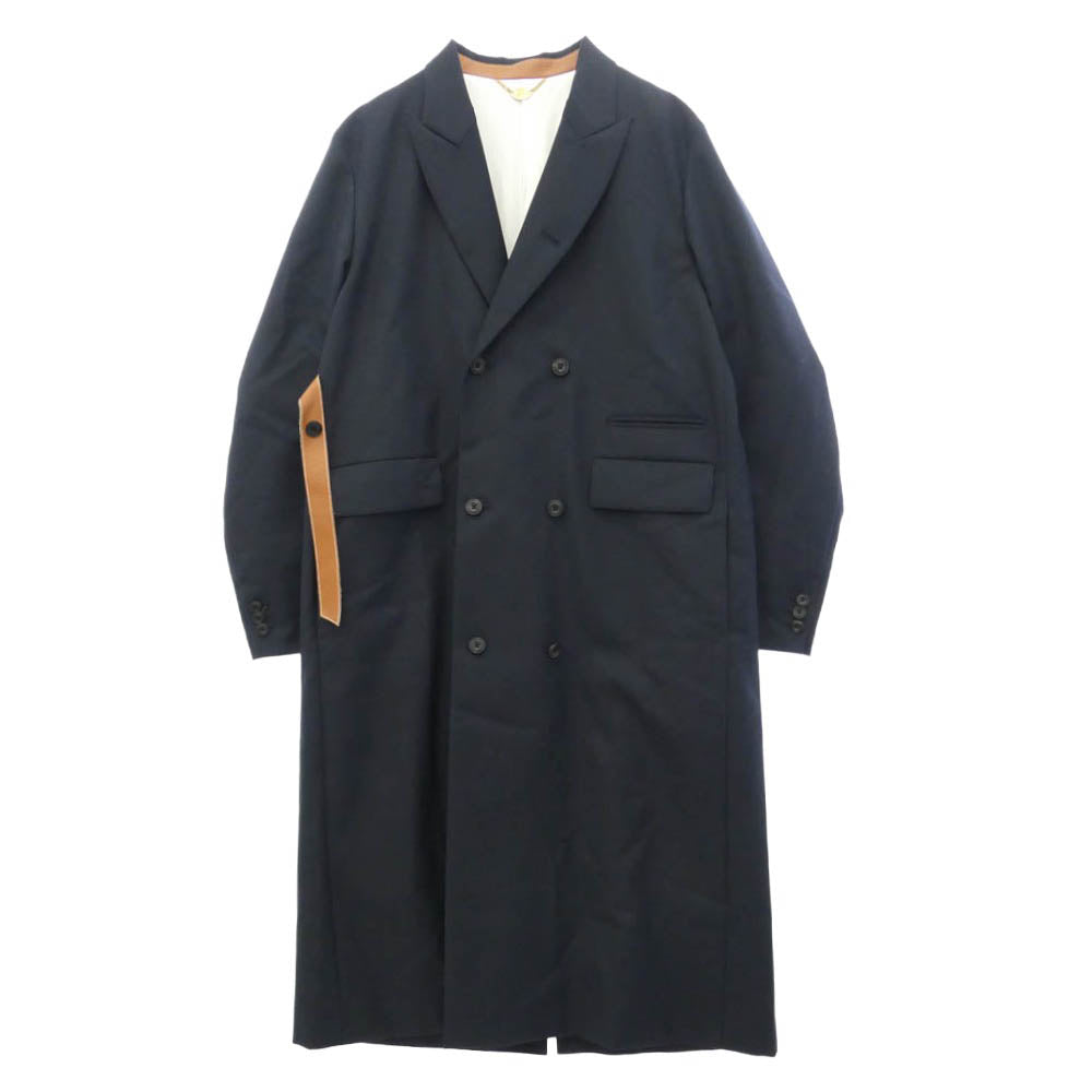 SUNSEA サンシー 20AW 20A33 Navy Double-breasted Coat ダブルブレスト ピークドラペル ウール チェスターコート ネイビー系 2【中古】