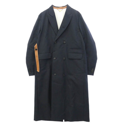 SUNSEA サンシー 20AW 20A33 Navy Double-breasted Coat ダブルブレスト ピークドラペル ウール チェスターコート ネイビー系 2【中古】