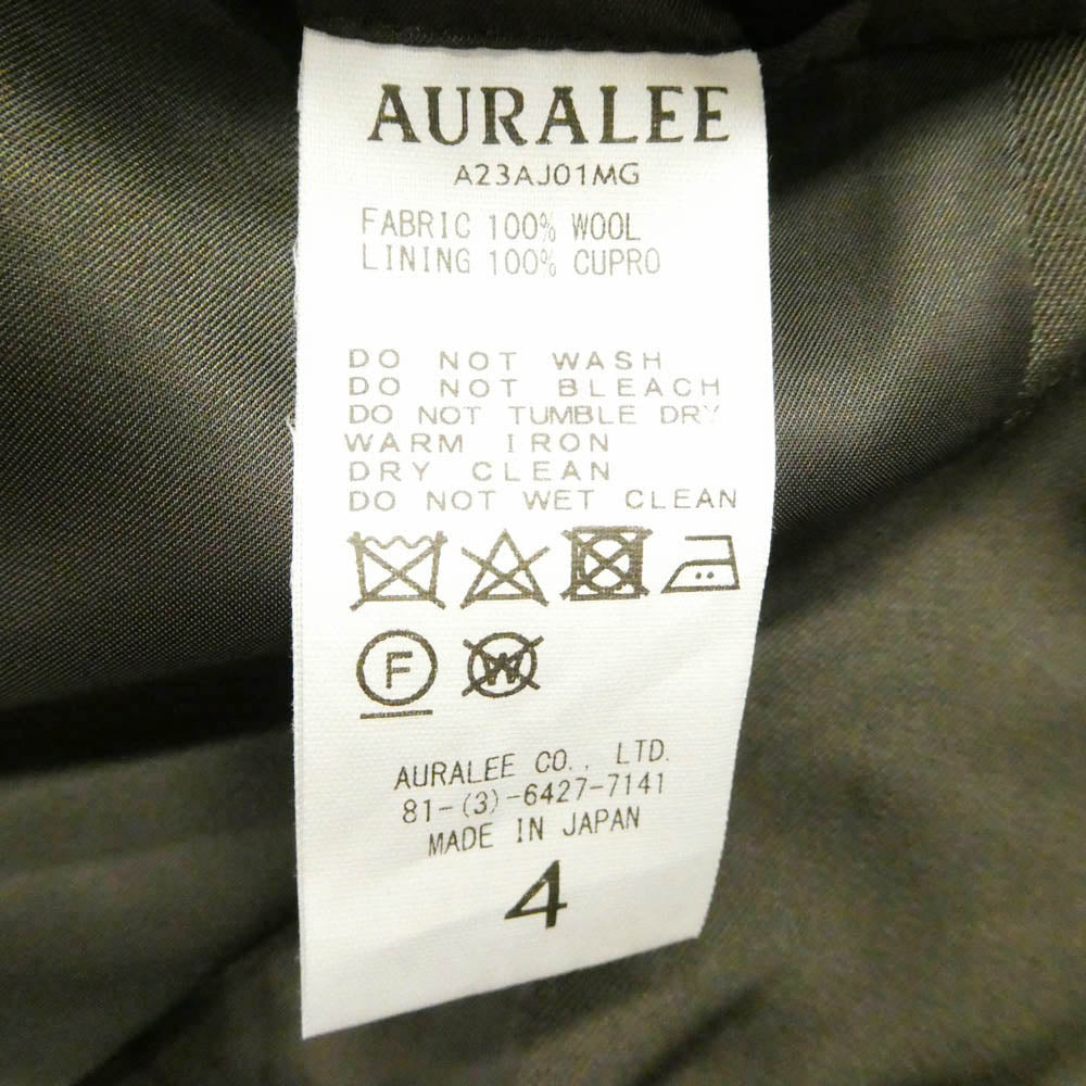 AURALEE オーラリー 23AW A23AJ01MG LIGHT WOOL MAX GABARDINE JACKET ライト ウール マックス ギャバジン 2B テーラードジャケット ブラウン系 4【美品】【中古】