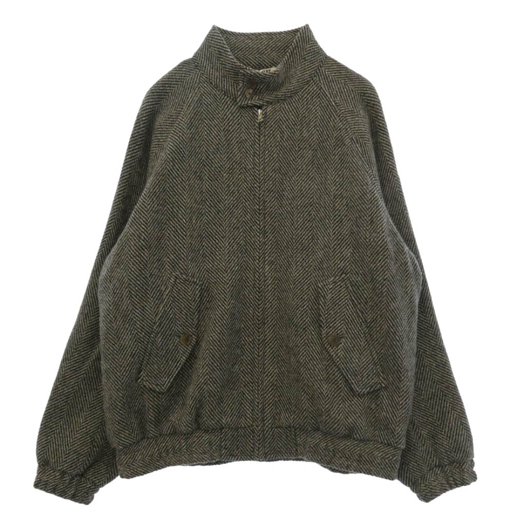 AURALEE オーラリー 24AW A24AB03LS LAMA SHETLAND WOOL TWEED ZIP BLOUSON ラマ シェットランド ウール ツイード ジップアップ ブルゾン ジャケット ブラック系 ブラウン系 4【中古】
