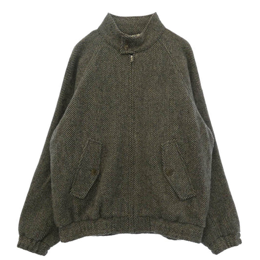 AURALEE オーラリー 24AW A24AB03LS LAMA SHETLAND WOOL TWEED ZIP BLOUSON ラマ シェットランド ウール ツイード ジップアップ ブルゾン ジャケット ブラック系 ブラウン系 4【中古】