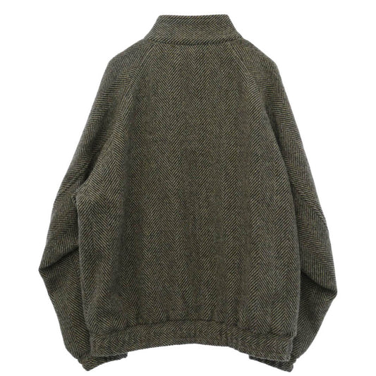 AURALEE オーラリー 24AW A24AB03LS LAMA SHETLAND WOOL TWEED ZIP BLOUSON ラマ シェットランド ウール ツイード ジップアップ ブルゾン ジャケット ブラック系 ブラウン系 4【中古】
