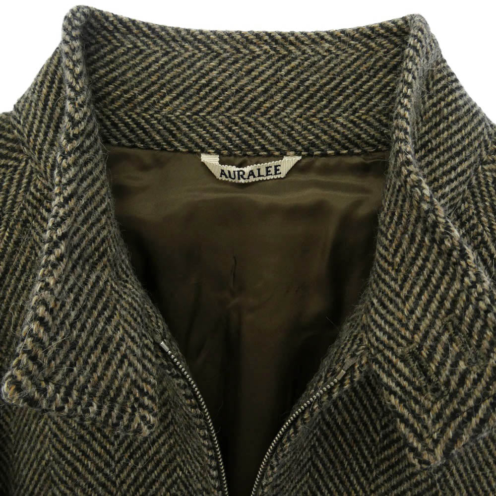 AURALEE オーラリー 24AW A24AB03LS LAMA SHETLAND WOOL TWEED ZIP BLOUSON ラマ シェットランド ウール ツイード ジップアップ ブルゾン ジャケット ブラック系 ブラウン系 4【中古】