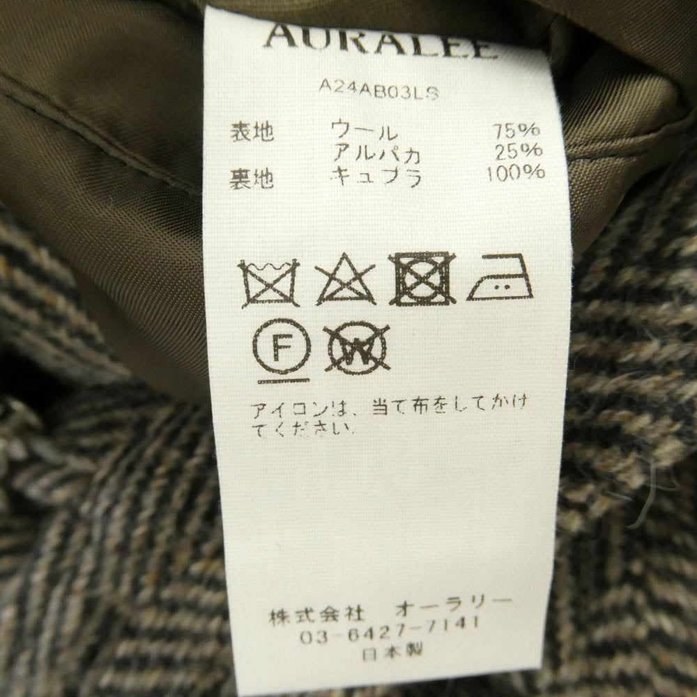AURALEE オーラリー 24AW A24AB03LS LAMA SHETLAND WOOL TWEED ZIP BLOUSON ラマ シェットランド ウール ツイード ジップアップ ブルゾン ジャケット ブラック系 ブラウン系 4【中古】