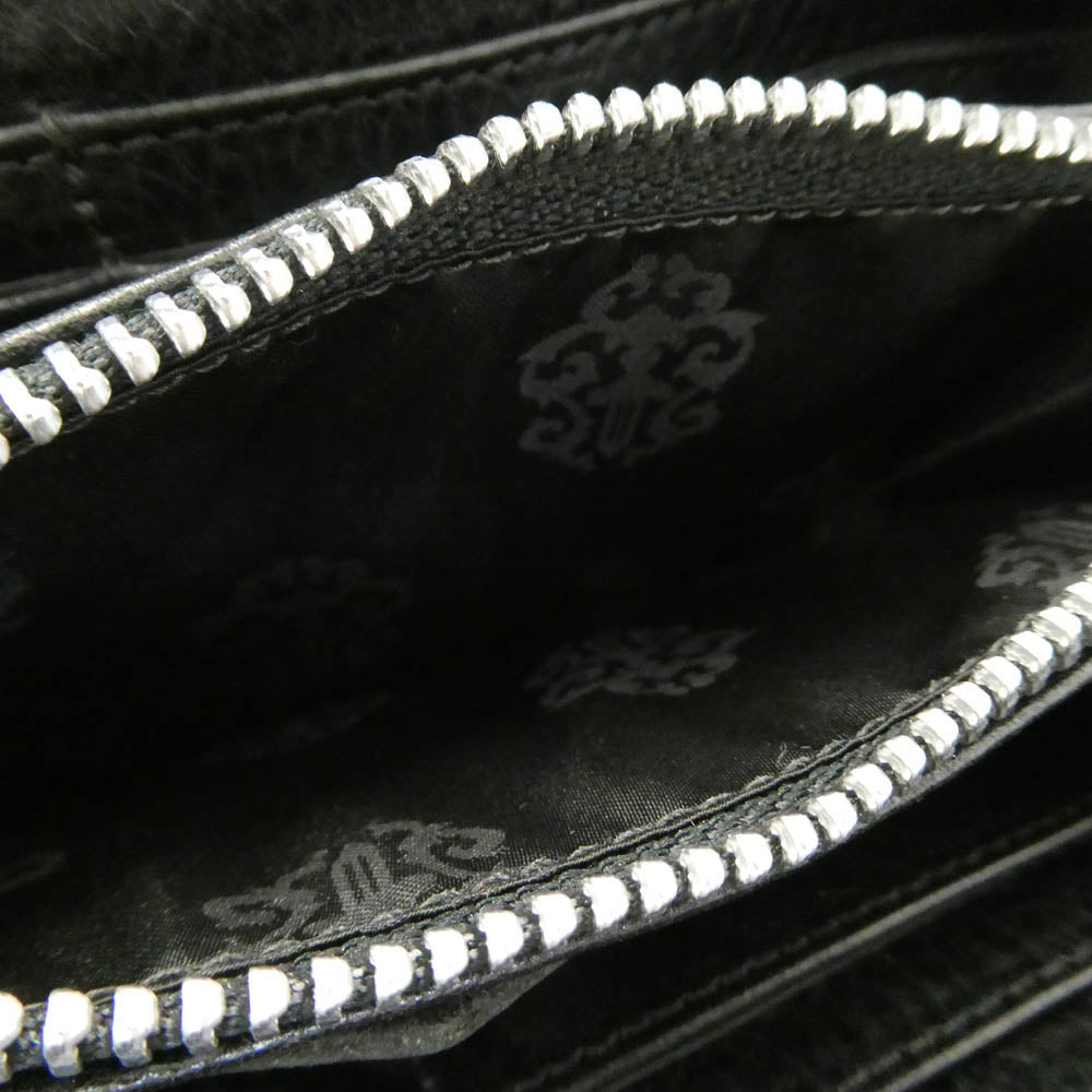 CHROME HEARTS クロムハーツ（原本無） REC F ZIP #2 SCRL LABEL スクロールラベル ダガージップ ロングウォレット 長財布 ブラック系【中古】