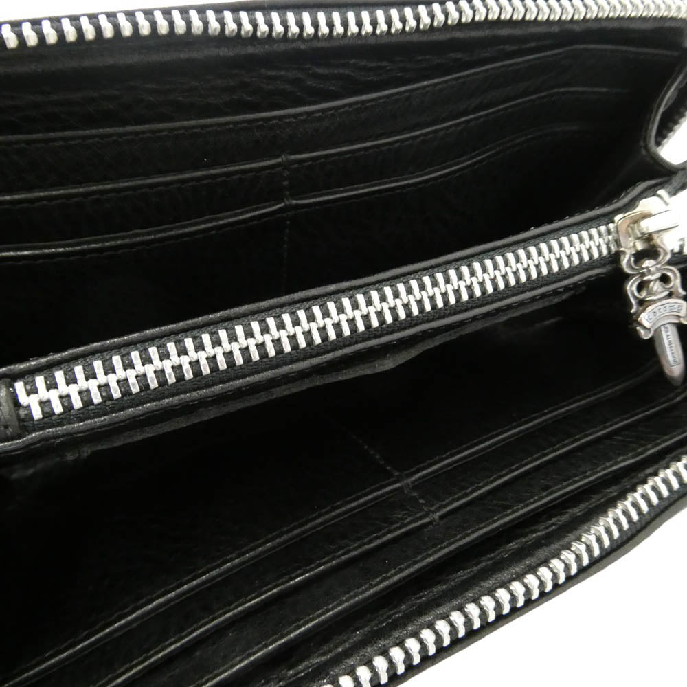 CHROME HEARTS クロムハーツ（原本無） REC F ZIP #2 SCRL LABEL スクロールラベル ダガージップ ロングウォレット 長財布 ブラック系【中古】