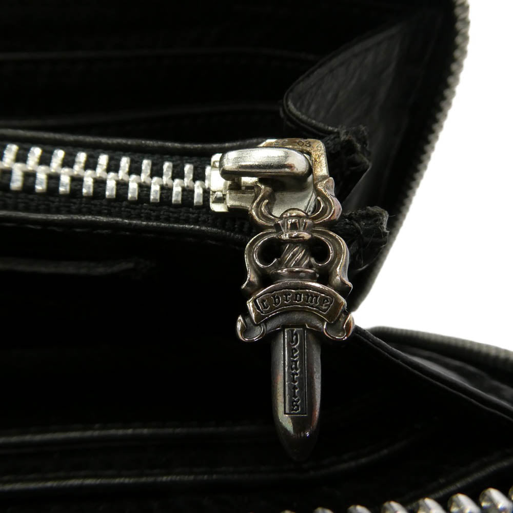 CHROME HEARTS クロムハーツ（原本無） REC F ZIP #2 SCRL LABEL スクロールラベル ダガージップ ロングウォレット 長財布 ブラック系【中古】