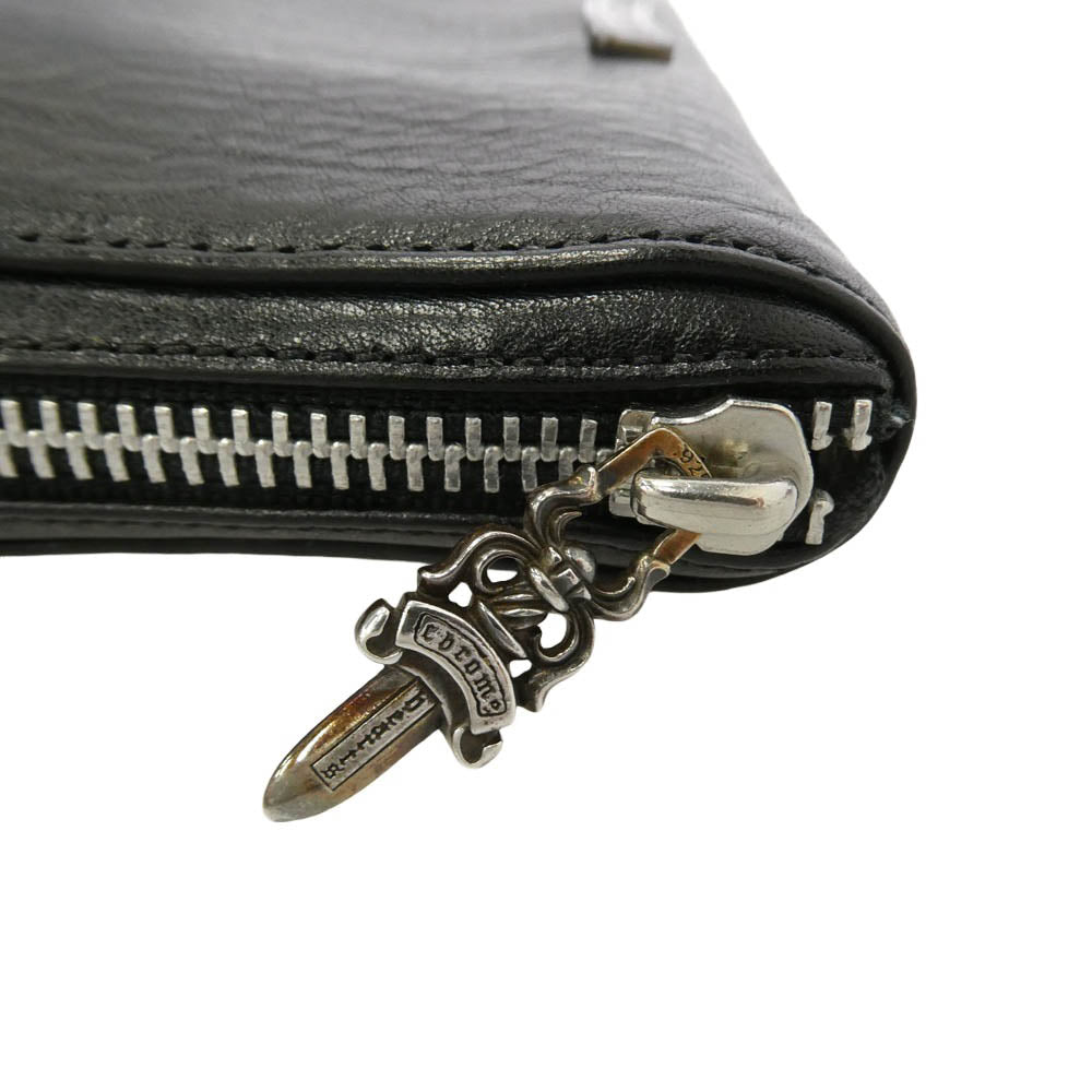 CHROME HEARTS クロムハーツ（原本無） REC F ZIP #2 SCRL LABEL スクロールラベル ダガージップ ロングウォレット 長財布 ブラック系【中古】