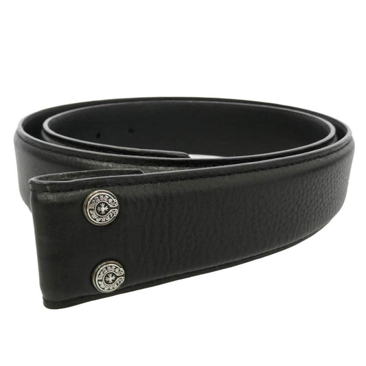 CHROME HEARTS クロムハーツ（原本有） 34サイズ 1.5 STRAP 1.5inch スクロールレーベルリベッツ レザー ベルト ブラック系 34【中古】