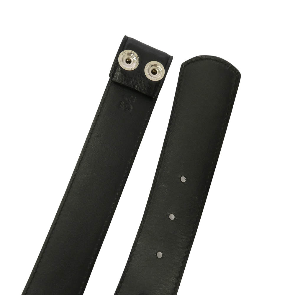 CHROME HEARTS クロムハーツ（原本有） 34サイズ 1.5 STRAP 1.5inch スクロールレーベルリベッツ レザー ベルト ブラック系 34【中古】