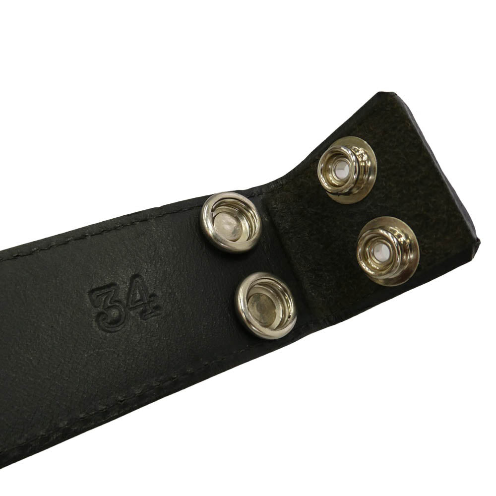CHROME HEARTS クロムハーツ（原本有） 34サイズ 1.5 STRAP 1.5inch スクロールレーベルリベッツ レザー ベルト ブラック系 34【中古】