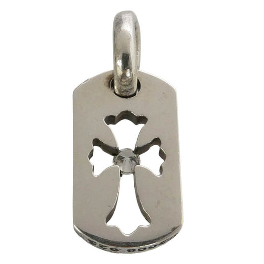 CHROME HEARTS クロムハーツ（原本有） ユナイテッドアローズ購入レシート付属 DT TNY CO CRS 1DIA タイニーカットアウトクロスドッグタグ 1ダイヤ チャーム ペンダントトップ シルバー系【中古】