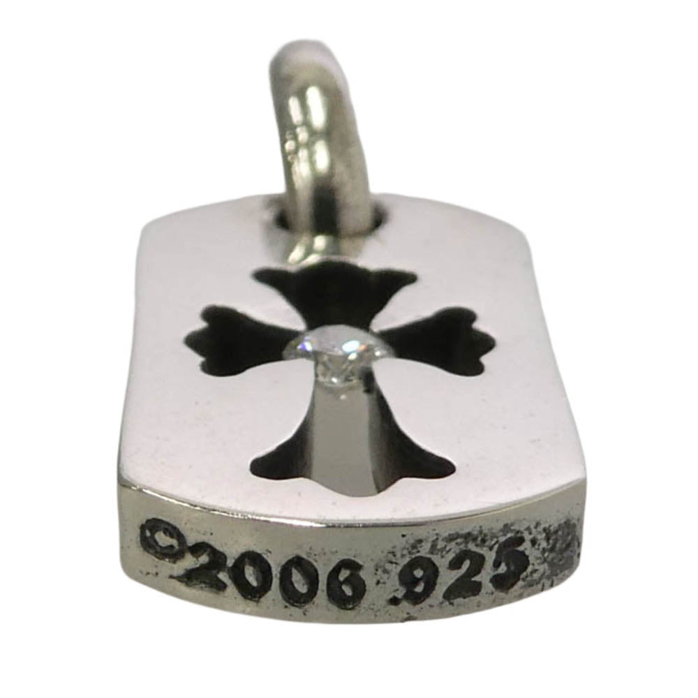 CHROME HEARTS クロムハーツ（原本有） ユナイテッドアローズ購入レシート付属 DT TNY CO CRS 1DIA タイニーカットアウトクロスドッグタグ 1ダイヤ チャーム ペンダントトップ シルバー系【中古】
